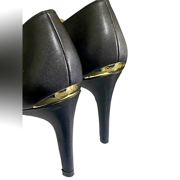 CALVIN KLEIN Jenavie Bootie Black Leather Size 10 Y2K Pointed Toe - Picture 6 of 10